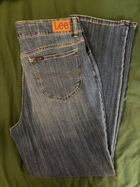 Lee Women's Bootcut Jeans - Denim Blue with Tan Patch